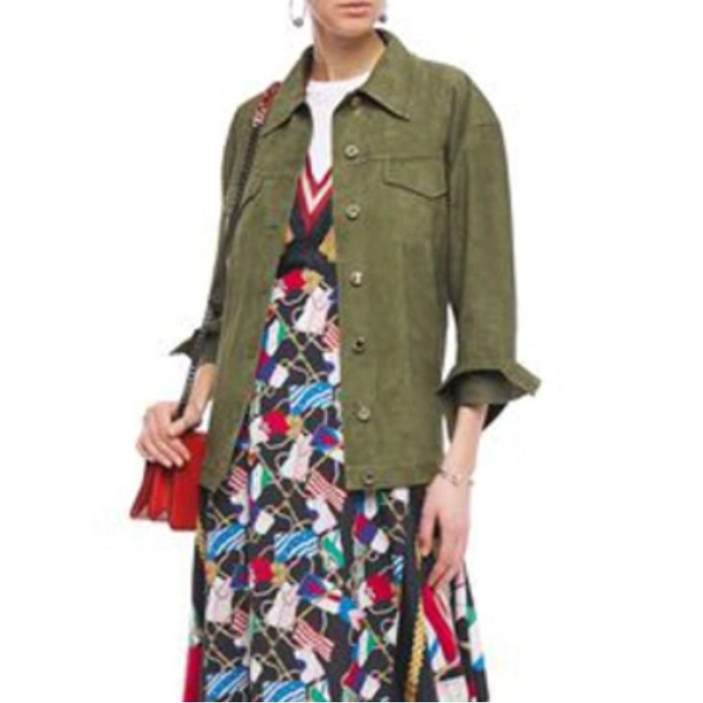 Sandro “Thom” Olive Green Women's SUEDE LEATHER Jacket - Picture 2 of 9